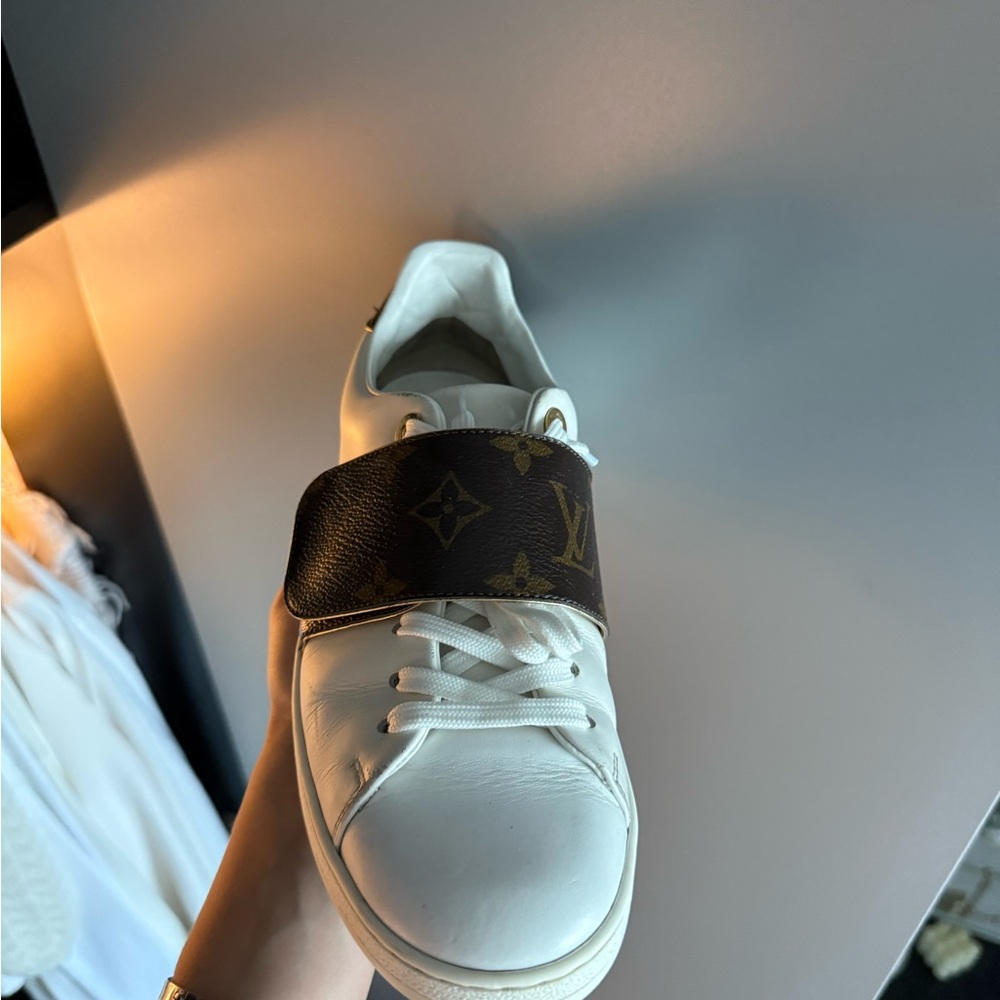Louis Vuitton White Sneakers with Brown Accents